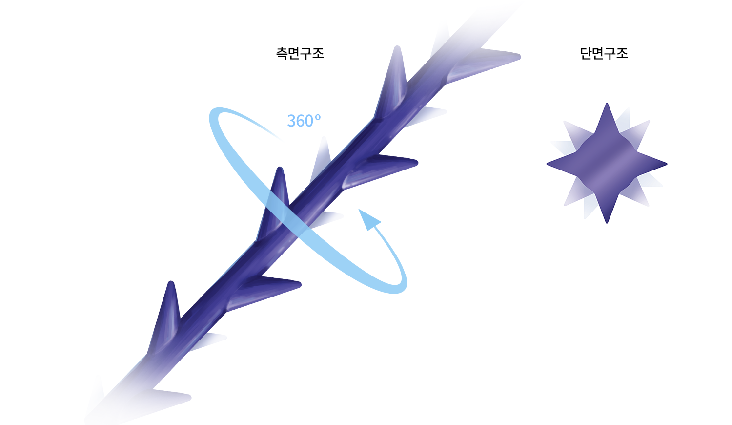 360도 입체형 돌기 구조